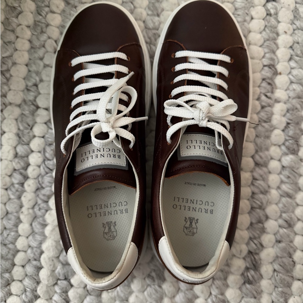 Brunello Cucinelli Dark Brown Leather Sneakers - US 9 / IT 42